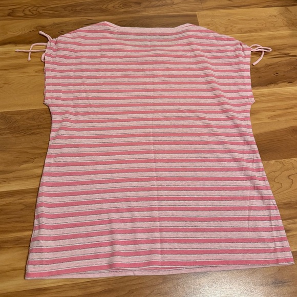 Talbots | Pink Striped Shirt Sleeve Top - Picture 3 of 4